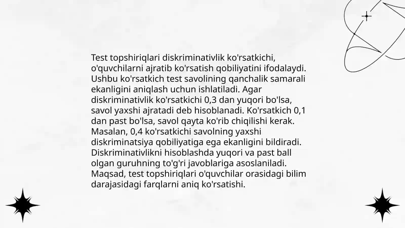 Test topshiriqlarining murakkablik indeksi (effetivlik) va diskriminativligi 4