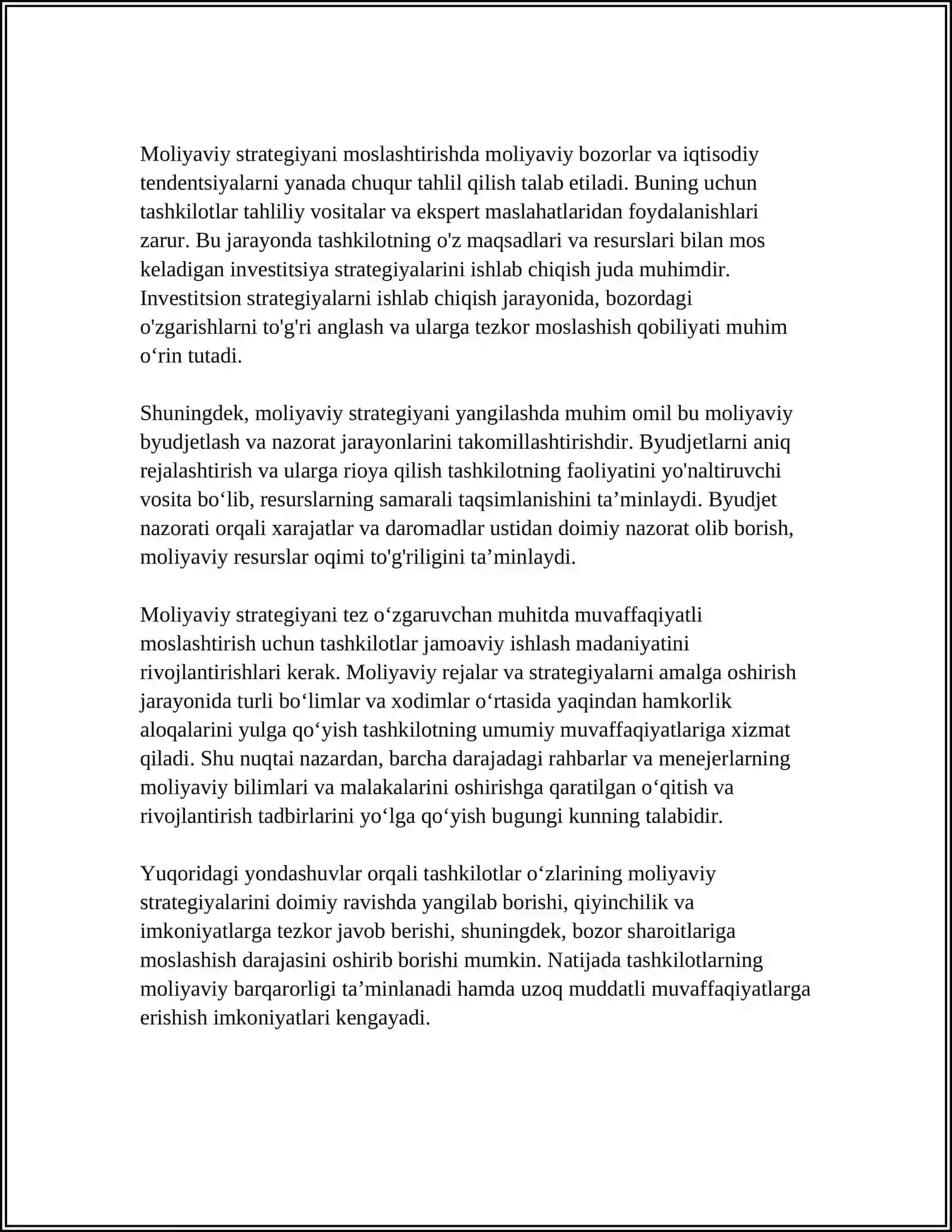 TEZ O'ZGARUVCHAN MOLIYAVIY MUHITDA TASHKILOTLAR FAOLIYATINI BOSHQARISHNING ZAMONAVIY YONDASHUVLARI 4