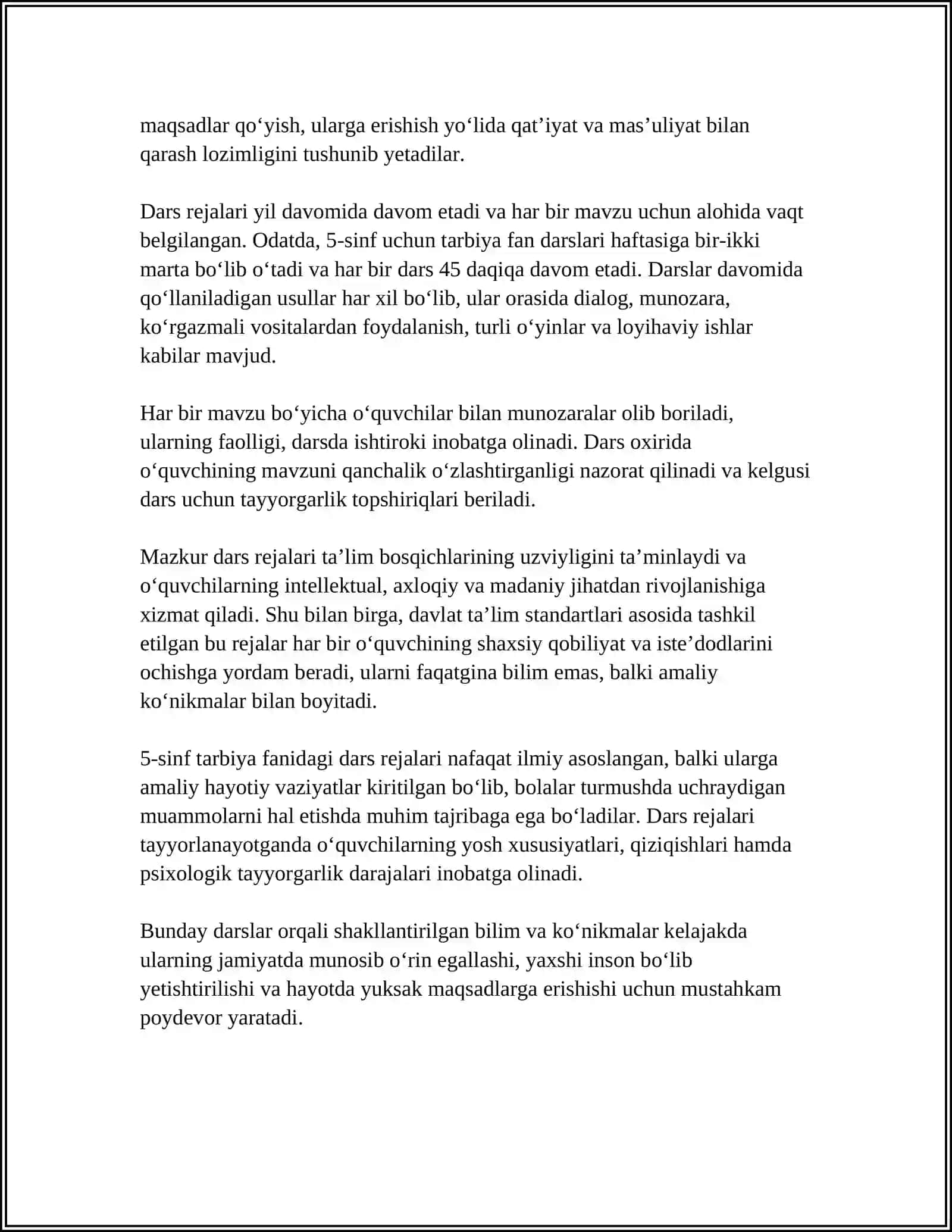5-Sinf Tarbiya Fani Dars Rejalari 4