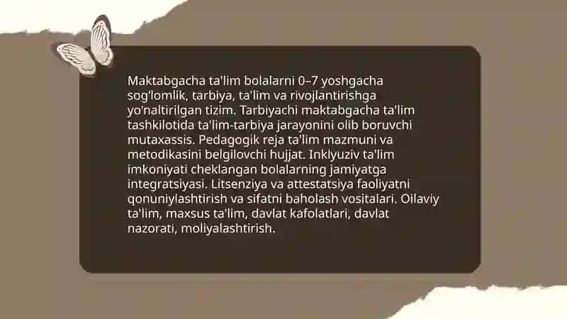 O'zbekiston Respublikasining maktabgacha ta'lim to'g'risidagi qonuni 4