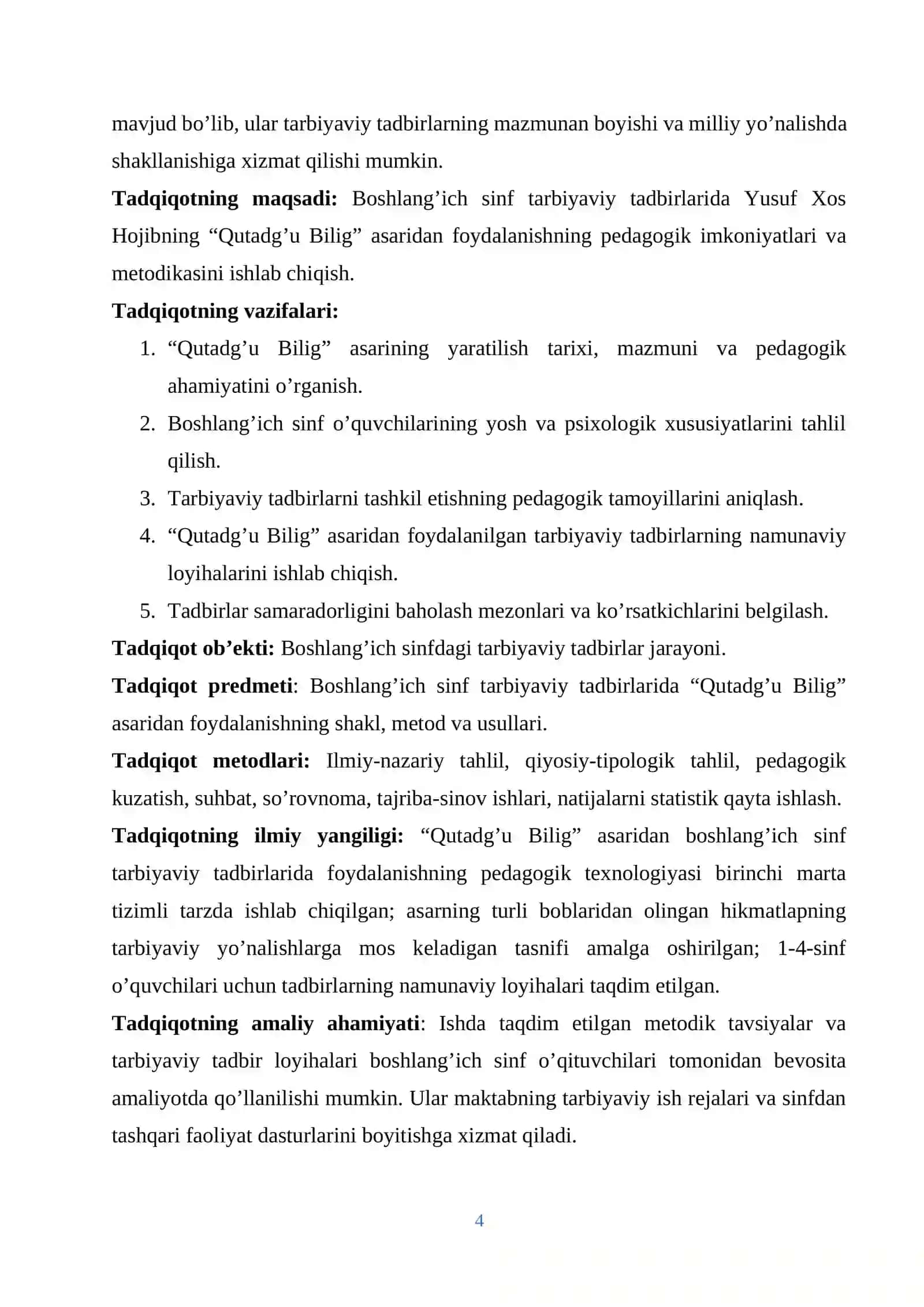 Boshlang'ich sinf tarbiyaviy tadbirlarda Yusuf Xos Hojibning "Qutadg'u bilig" asaridan foydalanish 4