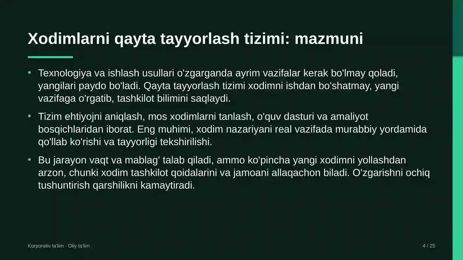 pochta aloqasida xodimlarni qayta tayyorlash tizimi 1094 4