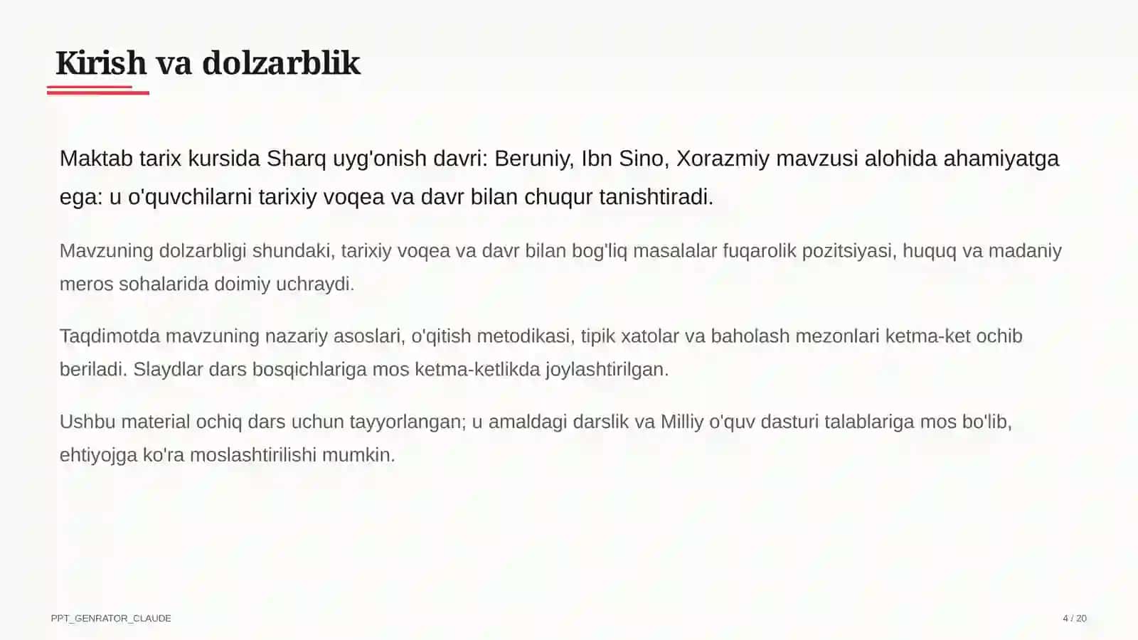 Sharq uyg'onish davri: Beruniy, Ibn Sino, Xorazmiy (7-sinf) 4