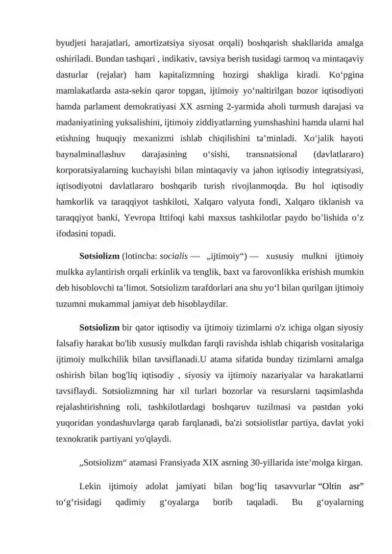 Kapitalizmga qarshi sotsialistik tuzum: K.Marks va F.Engels “Kommunizm” 4
