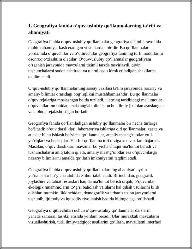 GEOGRAFIYA FANIDA OʻQUV-USLUBIY QOʻLLANMALARNING OʻRNI 4