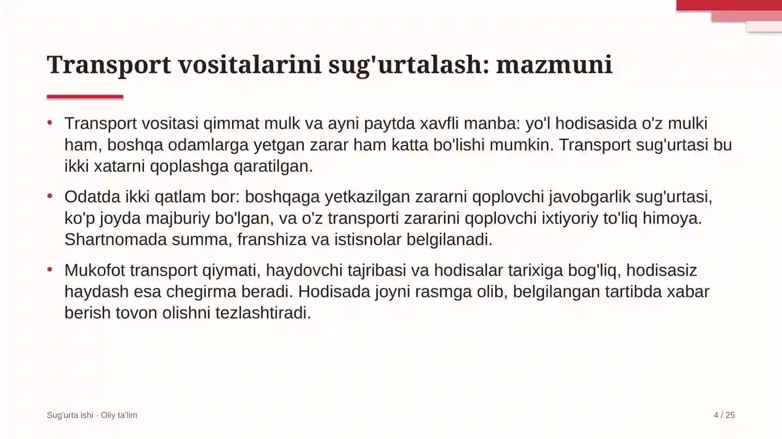 qurilishda transport vositalarini sug'urtalash 5284 4