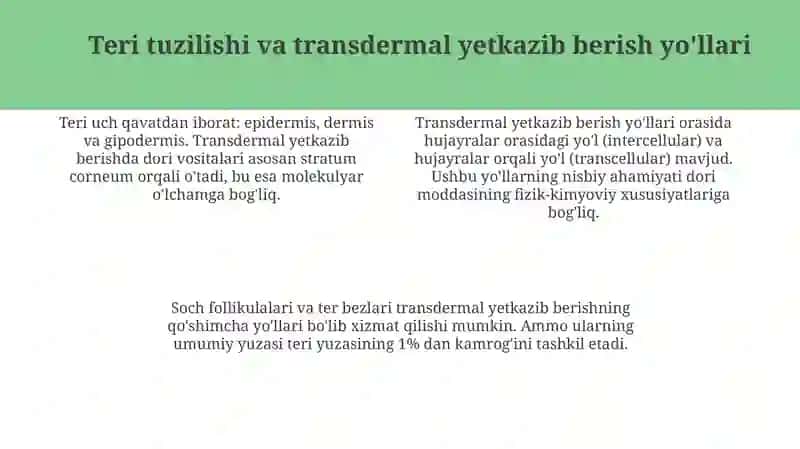 Transdermal terapevtik tizimlar texnologik xususiyatlari 4
