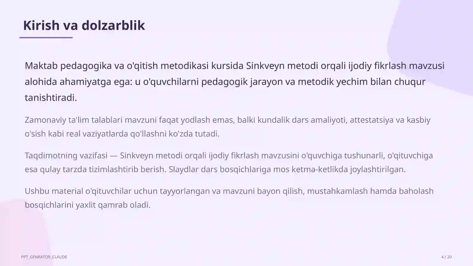 Sinkveyn metodi orqali ijodiy fikrlash 4
