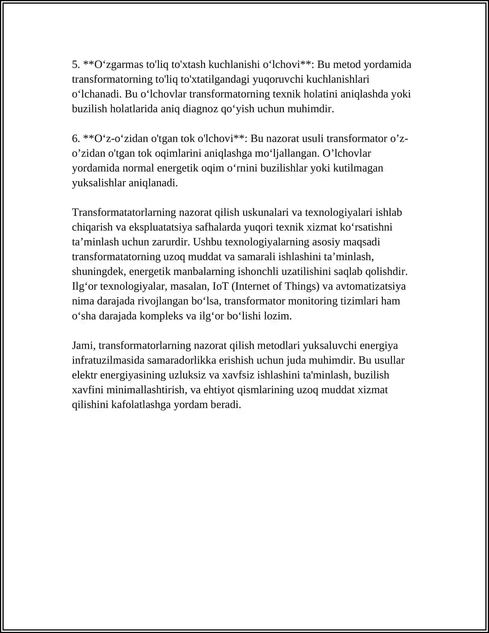 TRANSFORMATORLANING NAZORAT VA TIPAVIY SINOVLARI 4