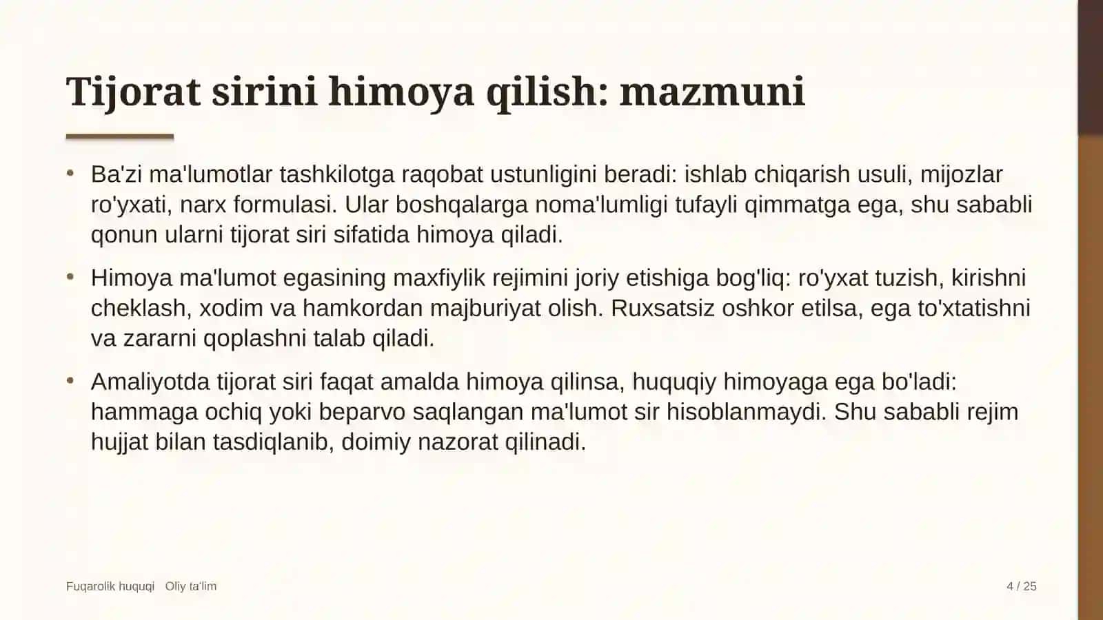 oziq ovqat do'konlarida tijorat sirini himoya qilish 7368 4