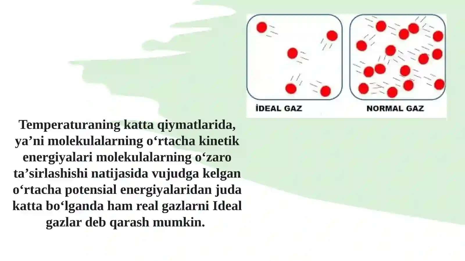 Ideal gazning bosimi, ichki energiyasi va issiqlik sig'imi 4