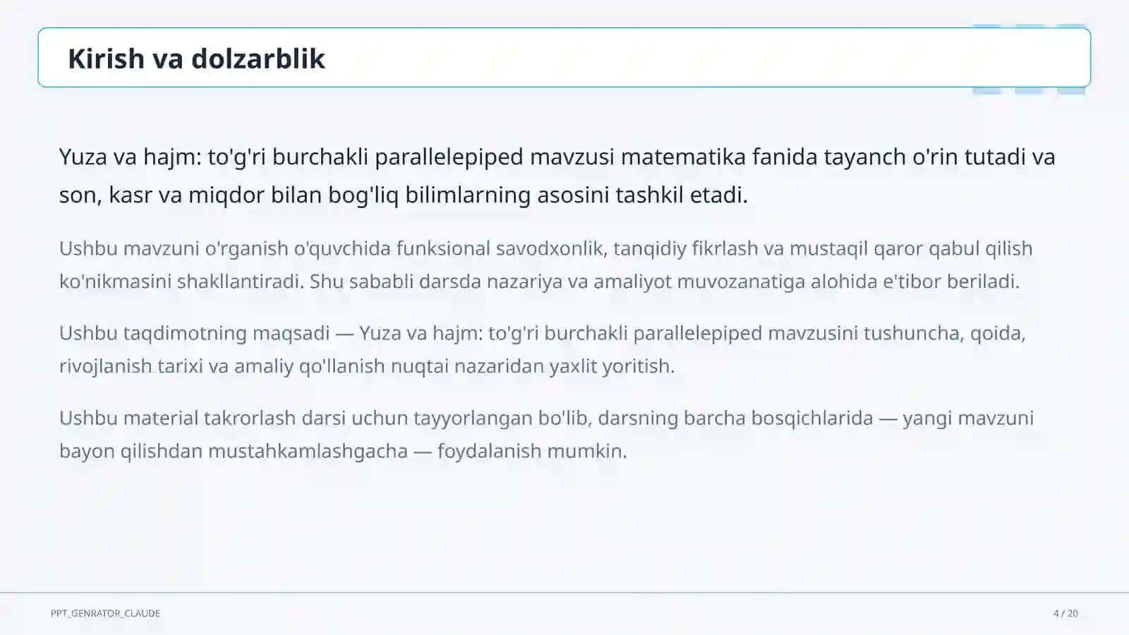 Matematika (5–6) — takrorlash darsi uchun 4