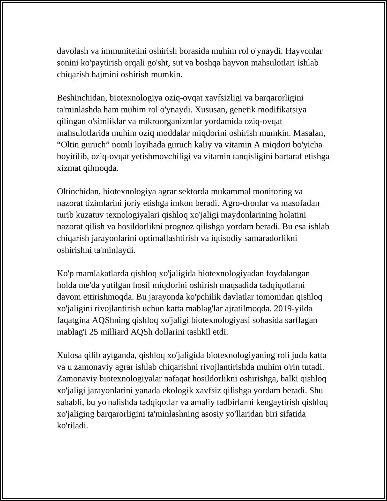 QISHLOQ XO'JALIGI BIOTEXNOLOGIYASINING NAZARIY VA AMALIY AHAMIYATINI O'RGANISH 4