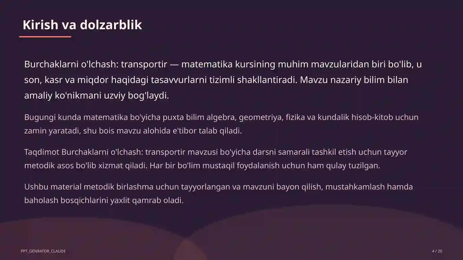 Burchaklarni o'lchash: transportir (5-sinf) 4
