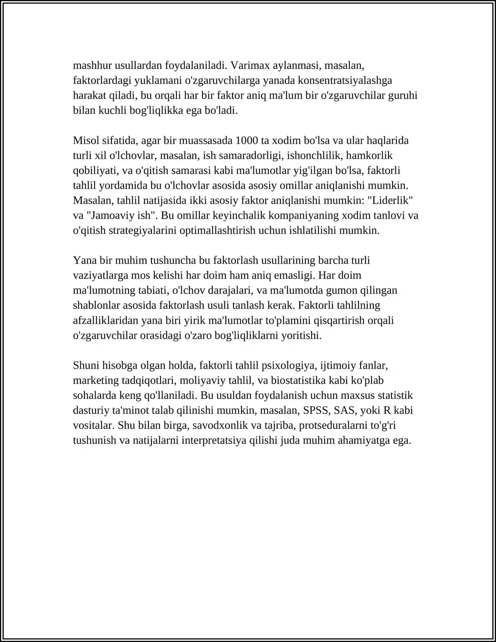 FAKTORLI TAHLIL KOʻP TOMONLAMA ISHLOV BERISH KLASTER TAHLIL HAQIDA 4