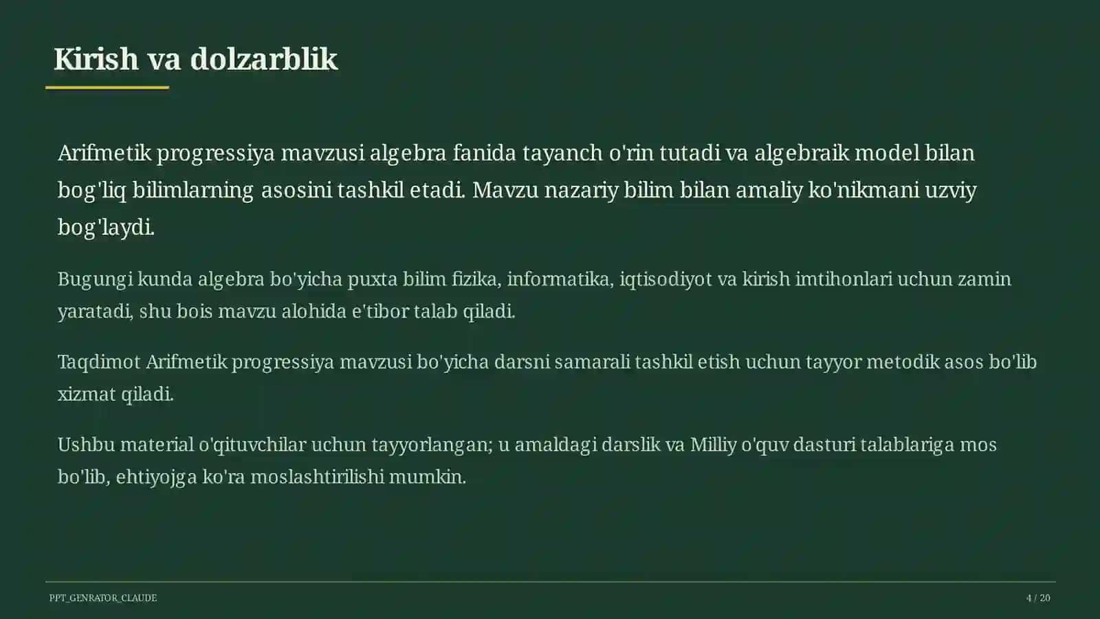 Arifmetik progressiya (9-sinf) 4