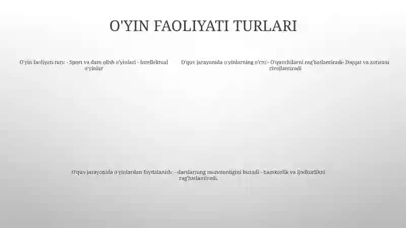 MashgʻUlotlar Jarayonida OʻYin Faoliyatidan Foydalanish 4