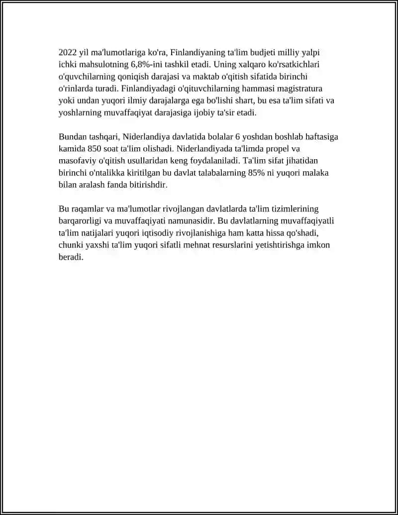 IQTISODIY RIVOJLANGAN DAVLATLAR TAʼLIM TIZIMI VA ULARNING OʻZIGA XOSLIKLARI 4