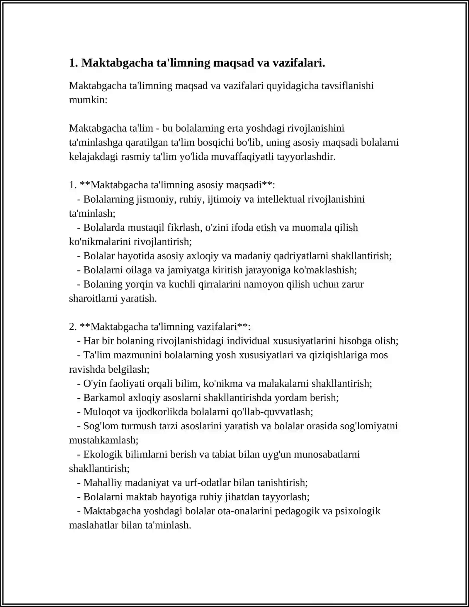 MAKTABGACHA INKLYUZIV TA'LIM KURSINING PREDMETI, OB'EKTI, PRINSIPLARI, MAQSAD VA VAZIFALARI 4