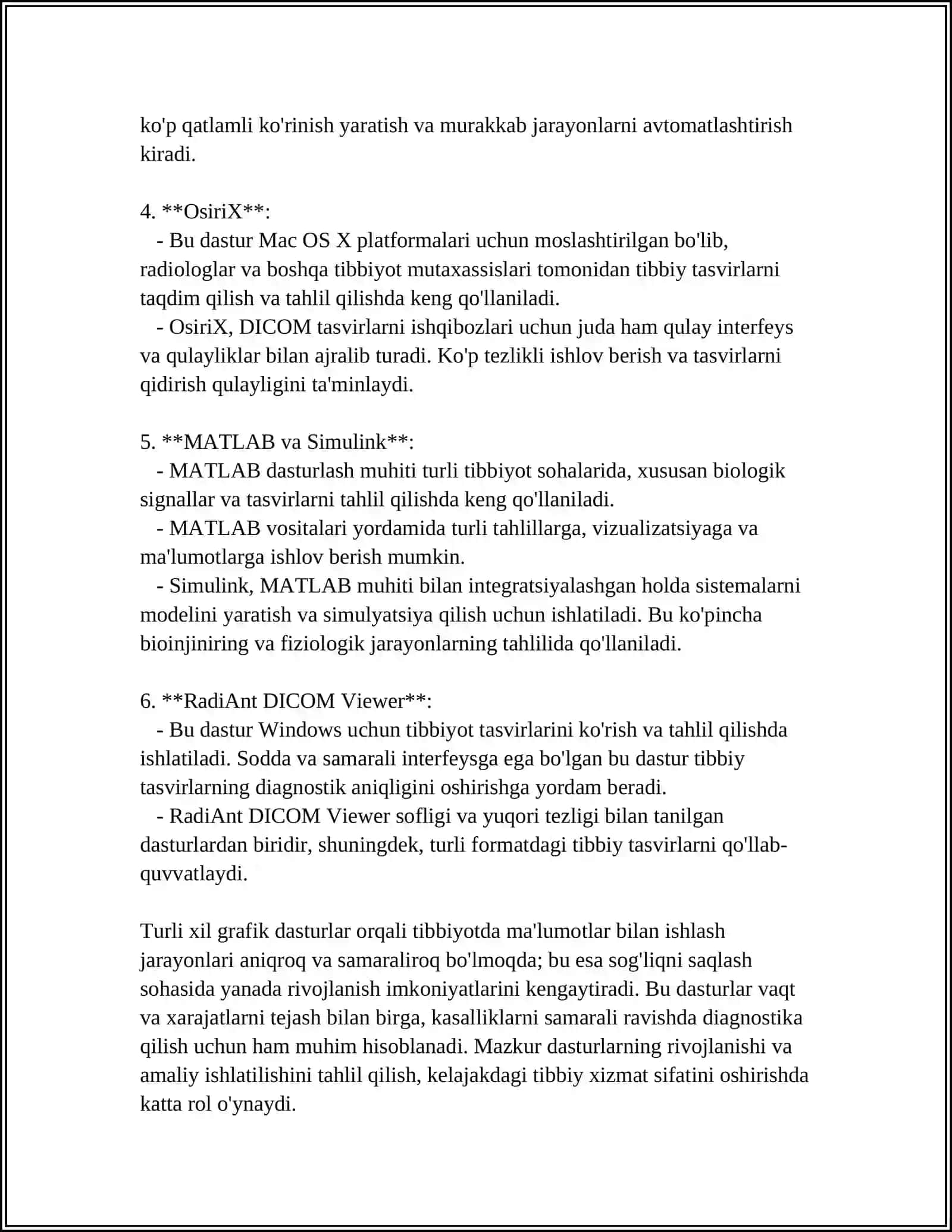 TIBBIYOT GRAFIK MALUMOTLAR USTIDA ISHLASH DASTURIY TAMINOT 4