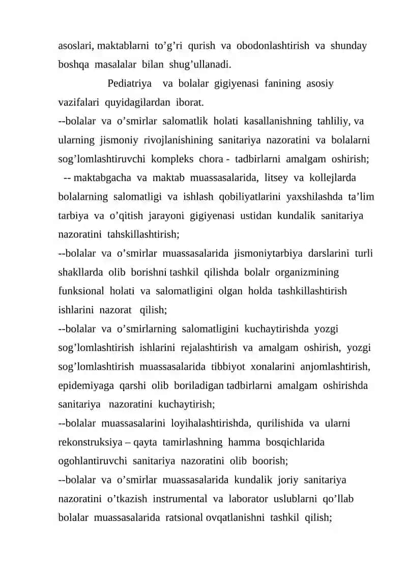 PEDIATRIYA VA BOLALAR GIGIYENASI FANINING MAQSAD VA VAZIFALARI 4
