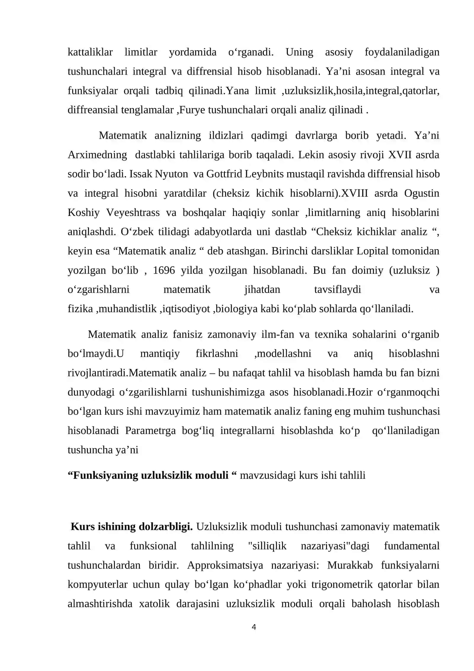 "Funksiyaning uzluksizlik moduli" mavzusidagi KURS ISHI 4