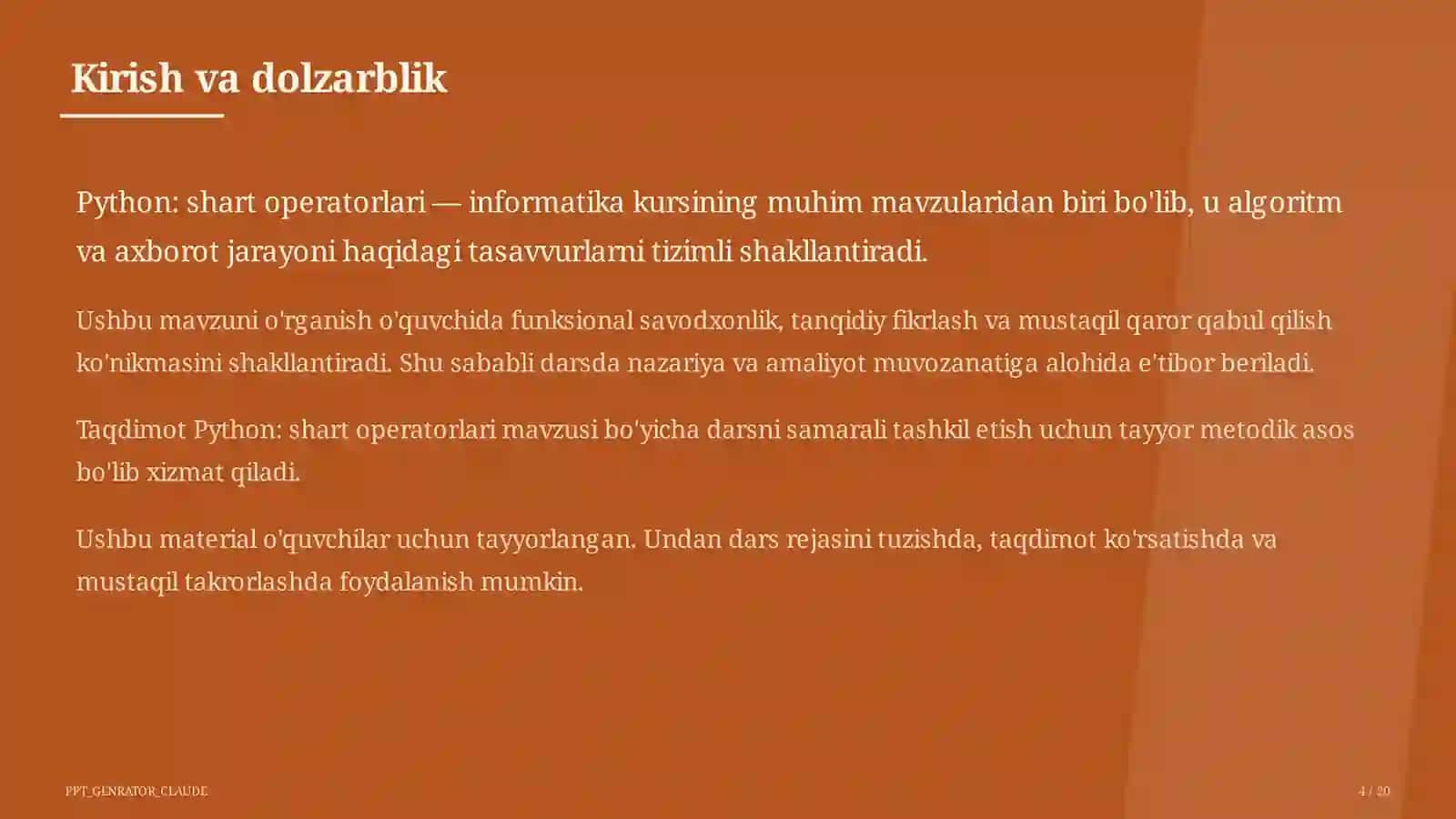 Python: shart operatorlari (8-sinf) 4