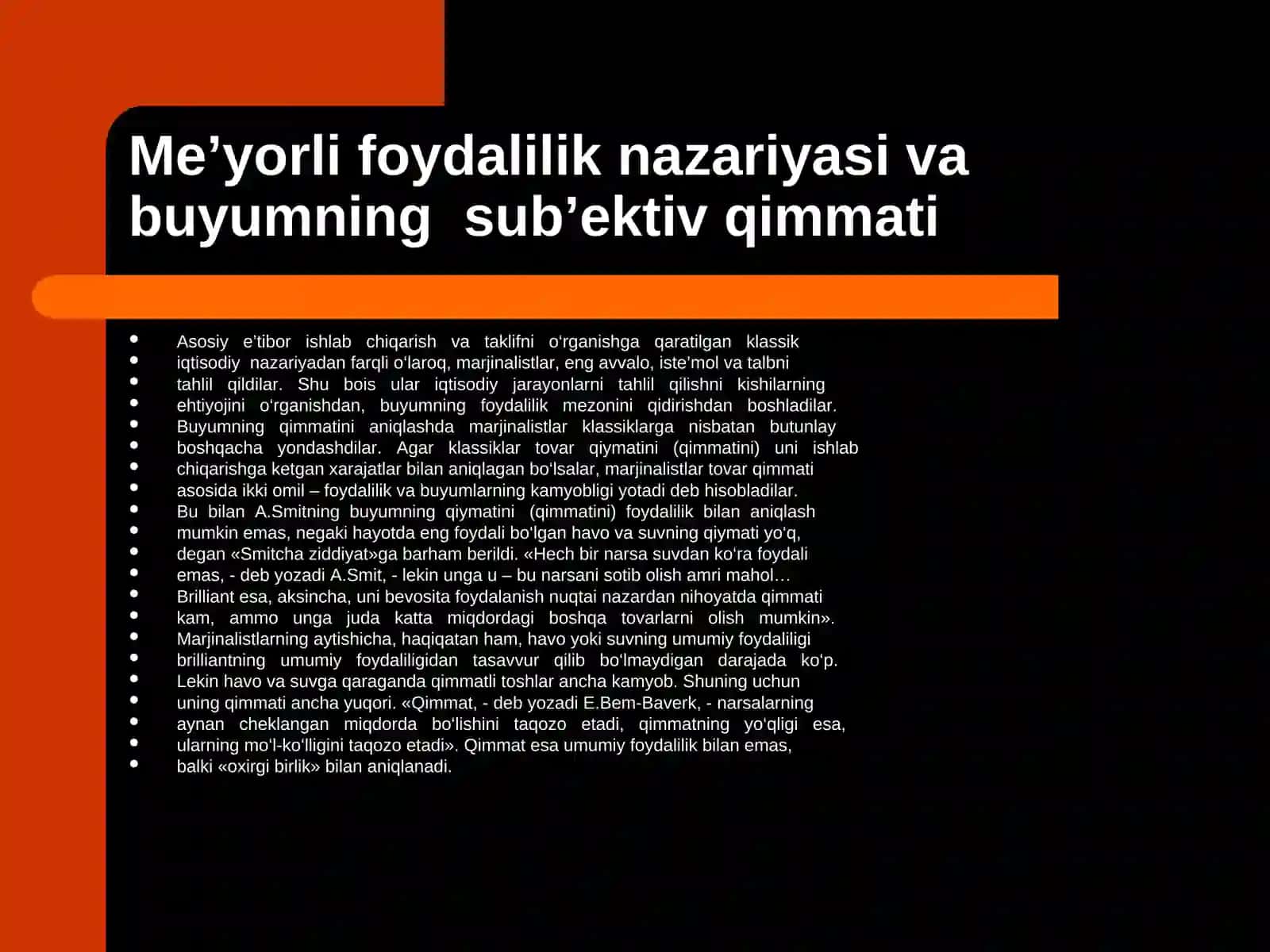 XIX asr oxiri XX asr boshidagi iqtisodiy nazariyalar 4