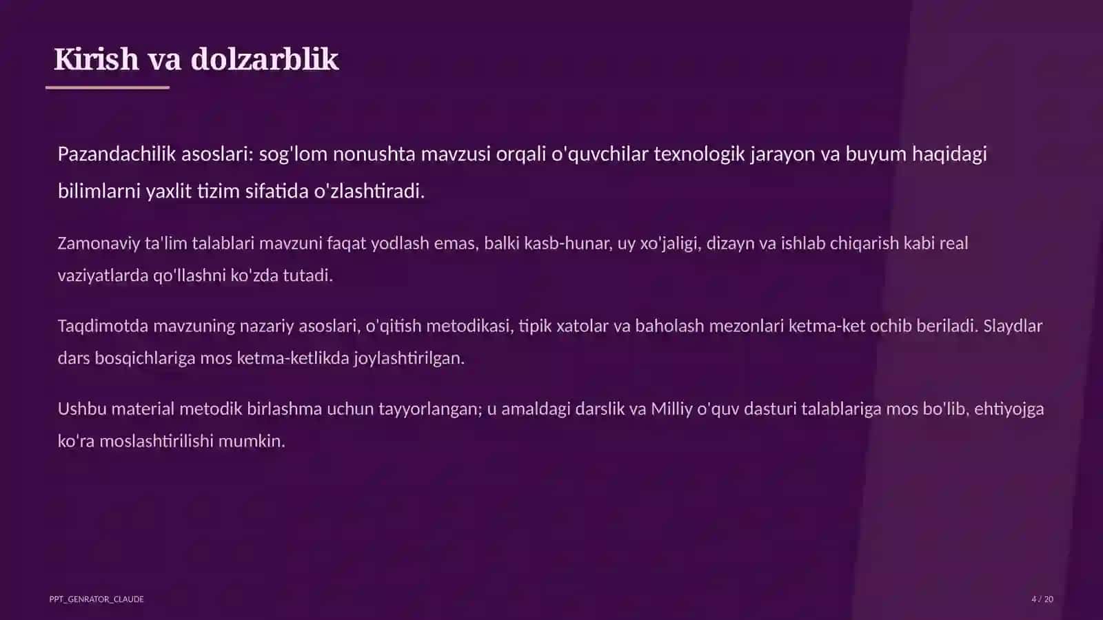 Pazandachilik asoslari: sog'lom nonushta (5-sinf) 4