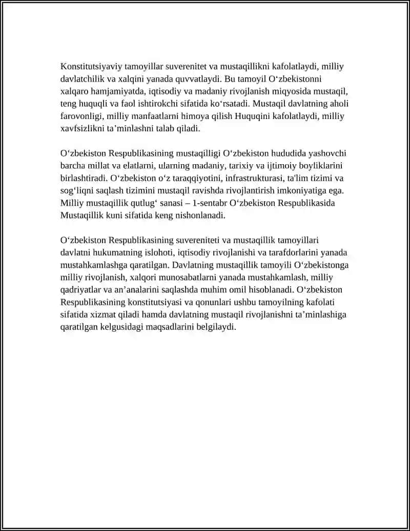 O‘ZBEKISTON RESPUBLIKASI KONSITUTSIYASINING ASOSIY TAMOYILLARI 4