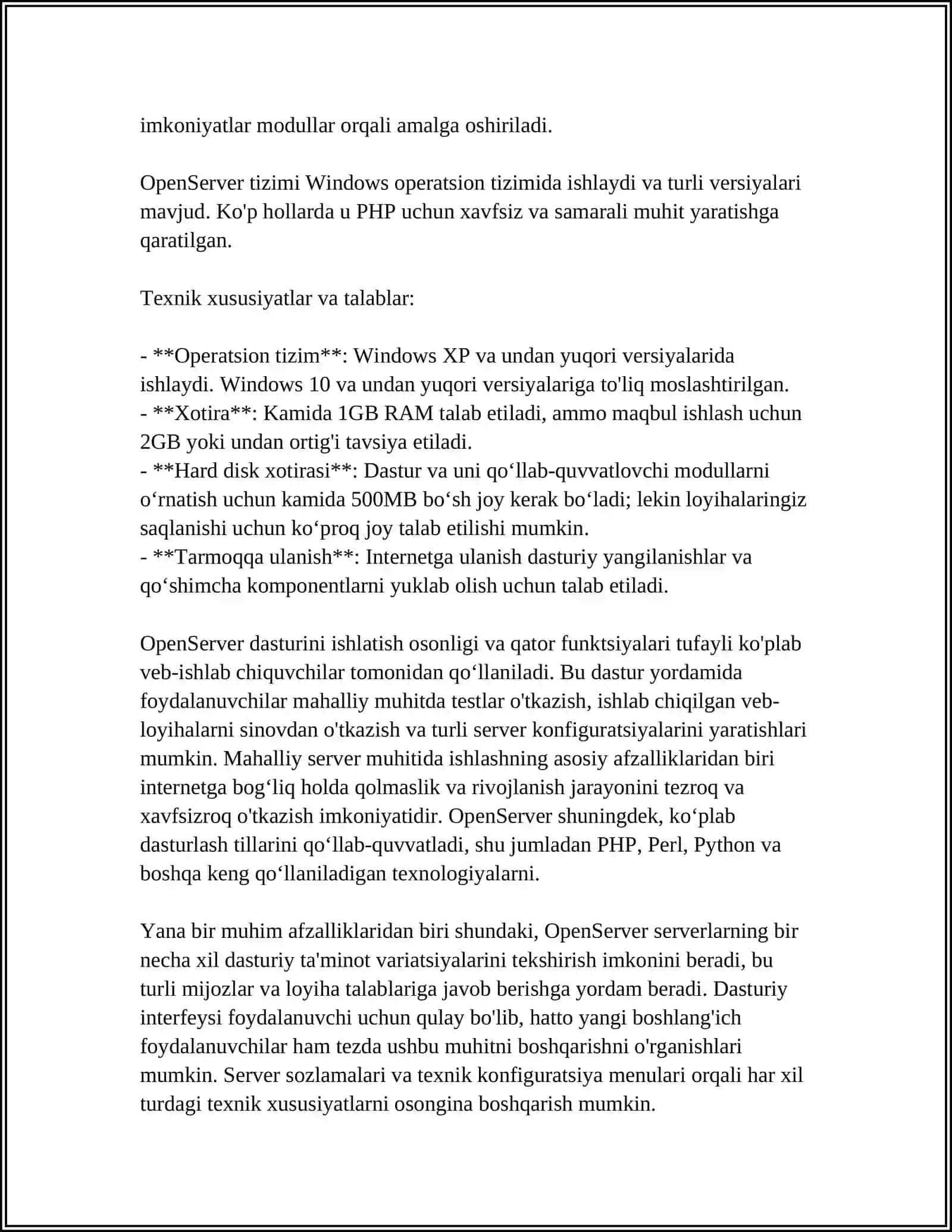 OPENSERVER DASTURI 4