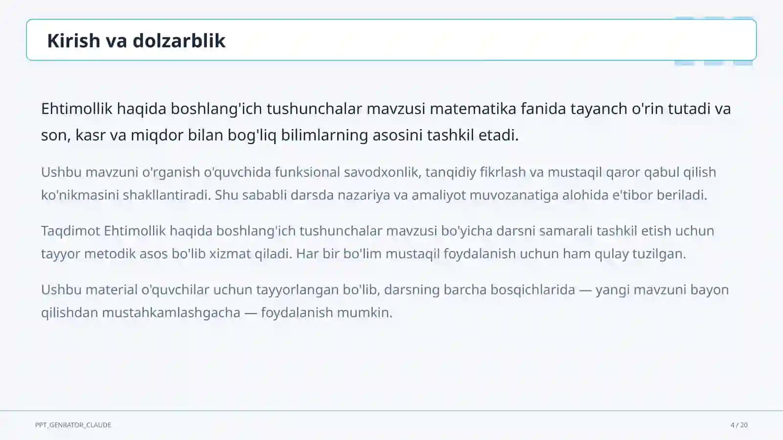 Ehtimollik haqida boshlang'ich tushunchalar (6-sinf) 4