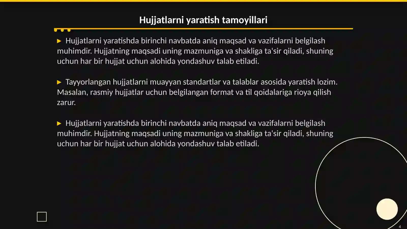 Hujjat turlari va ish yuritish asoslari 4