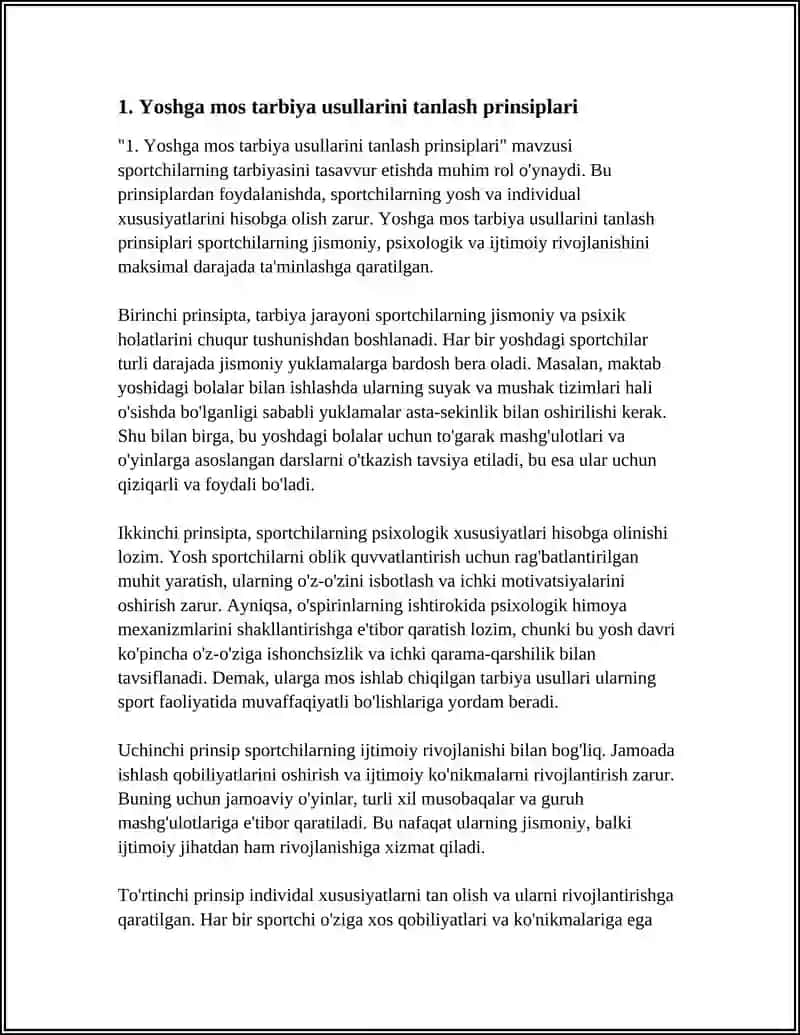 TARBIYA USULLARIDAN FOYDALANISHDA SPORTCHILARNING YOSH VA INDIVIDUAL SIFATLARINI HISOBGA OLISH 4