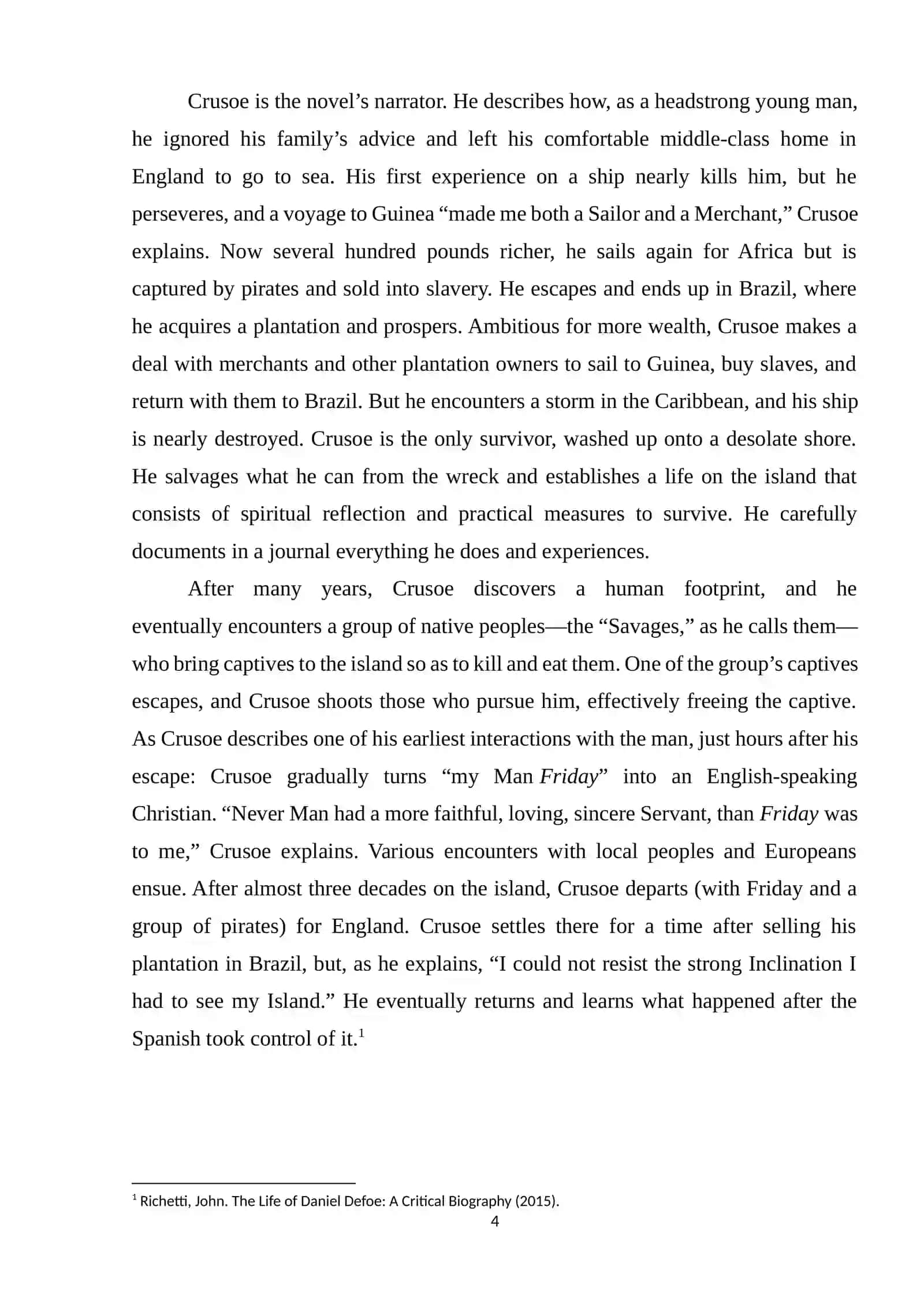 Daniel Defoe and his work “Robinson Crusoe” 4