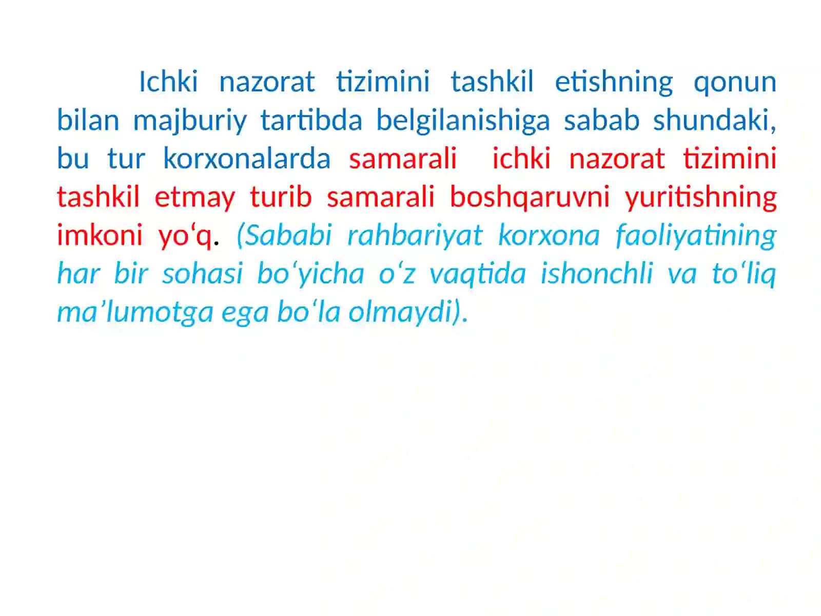 Buxgalteriya hisobi va ichki nazorat tizimlarni auditorlik baholash 4