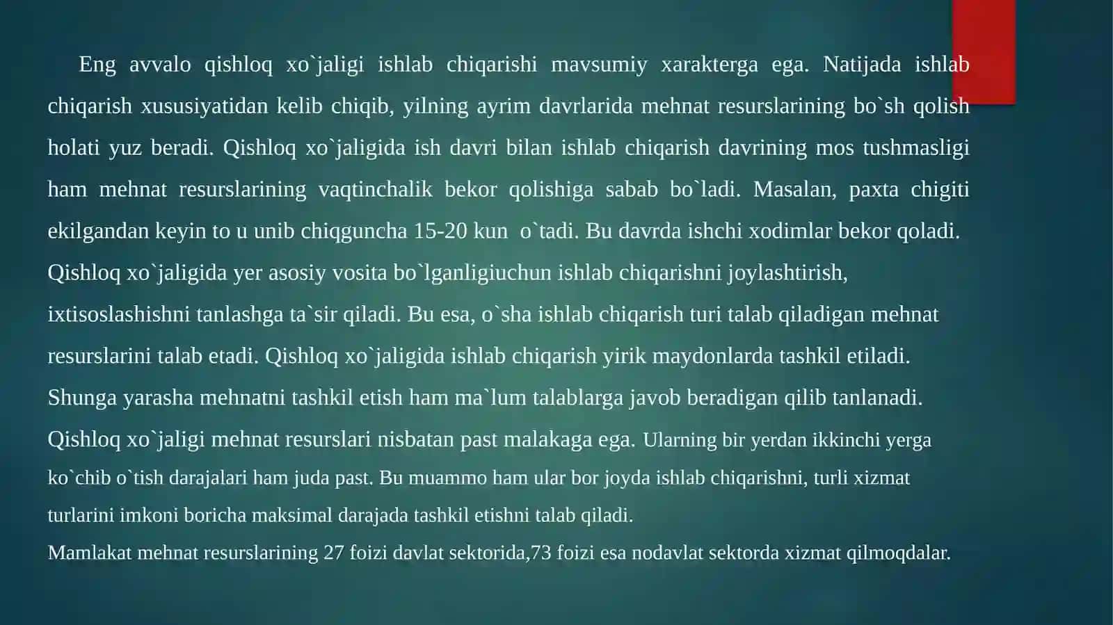 Qishloq xo`jaligi mehnat resurslari 4