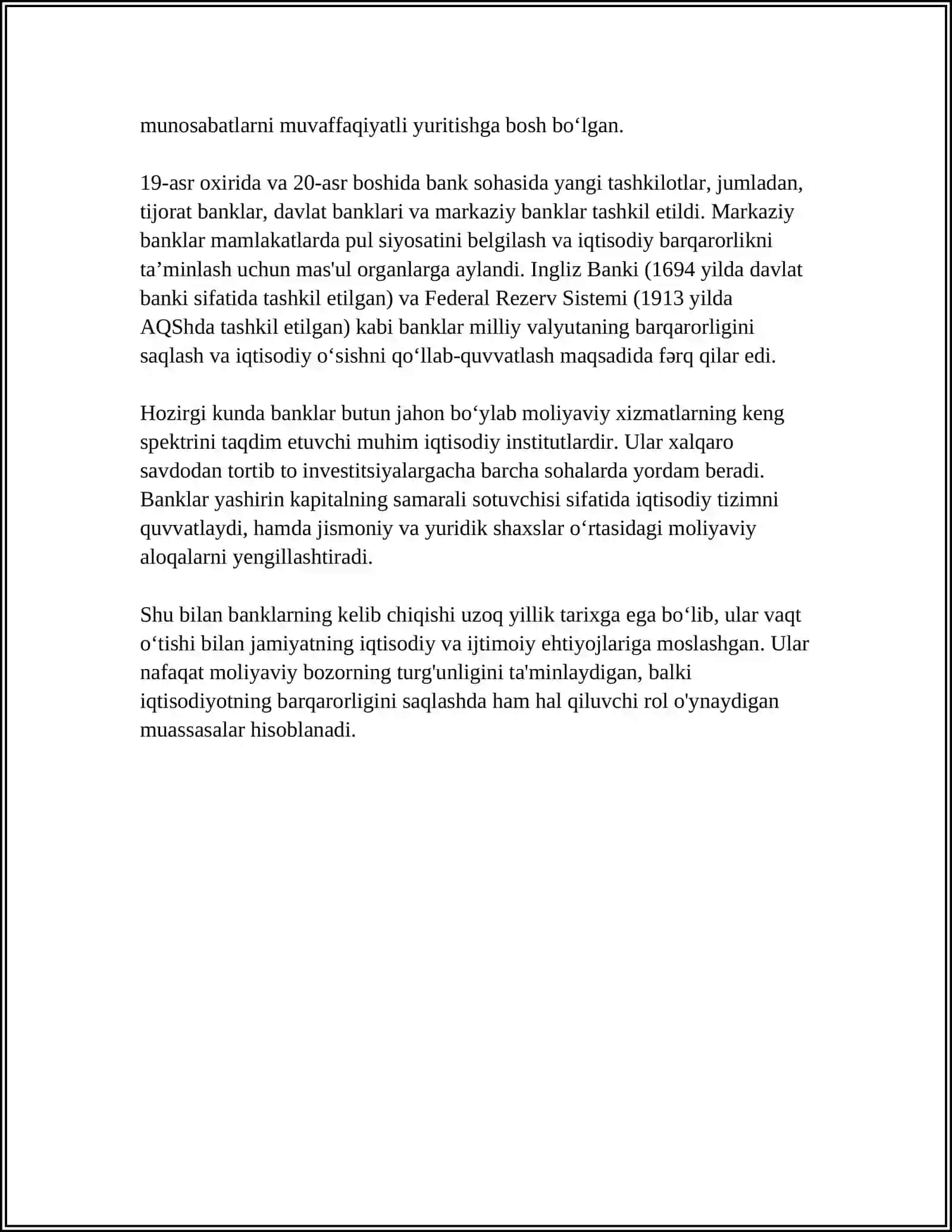 BANKLARNING KELIB CHIQISHI VA BANK TIZIMI 4