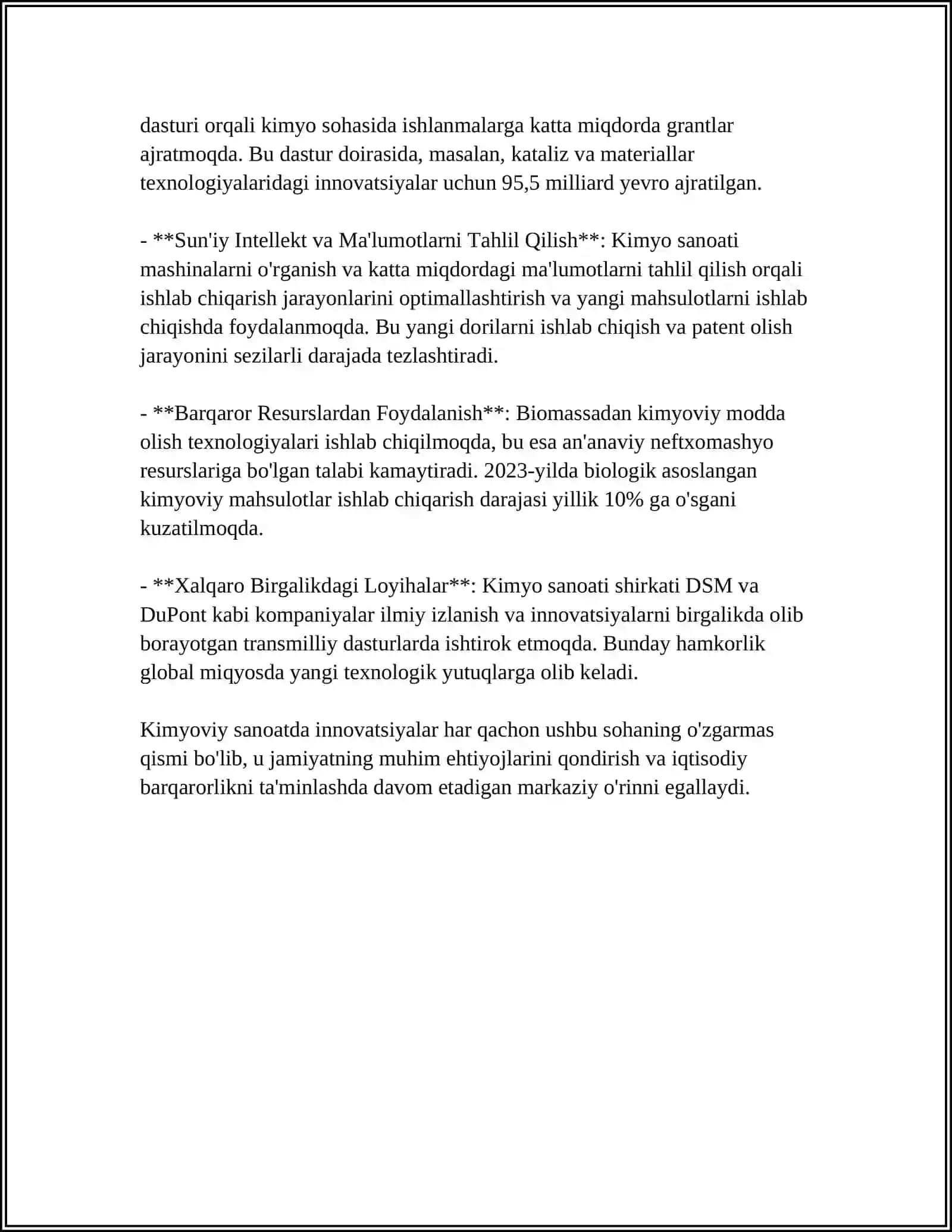 KIMYOVIY SANOATNING ASOSIY TARAQQIYOT YO'NALISHLARI 4