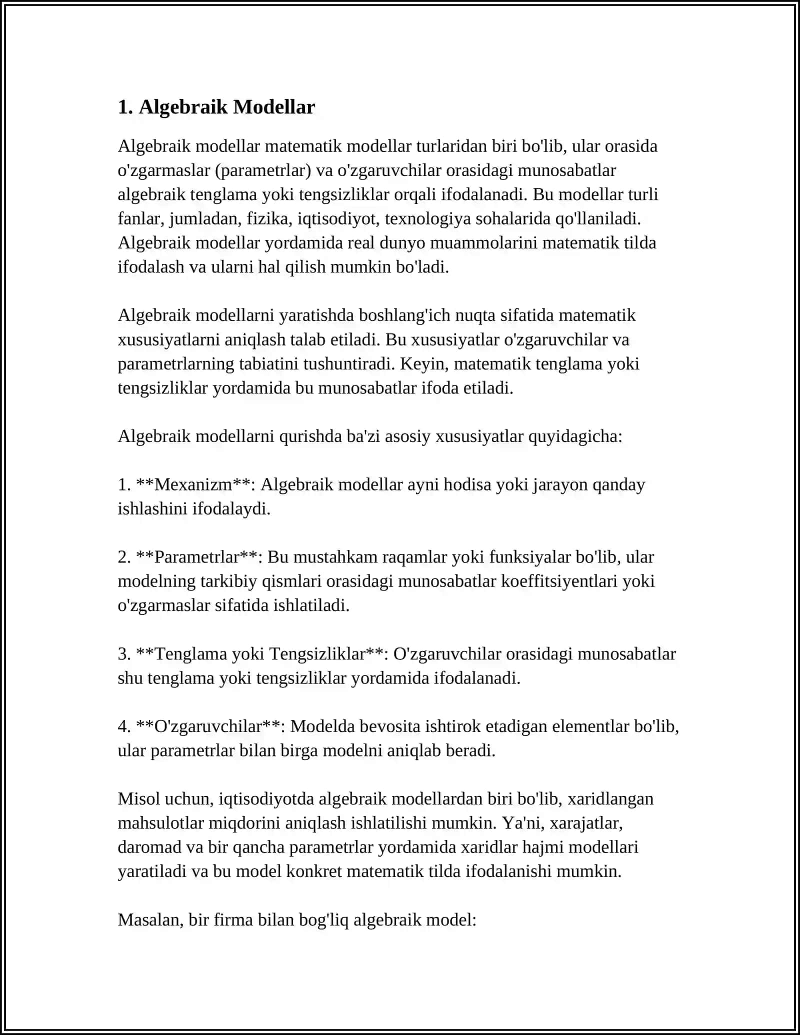 MATEMATIKA VA IQTISODIY-MATEMATIK MODELLAR 4