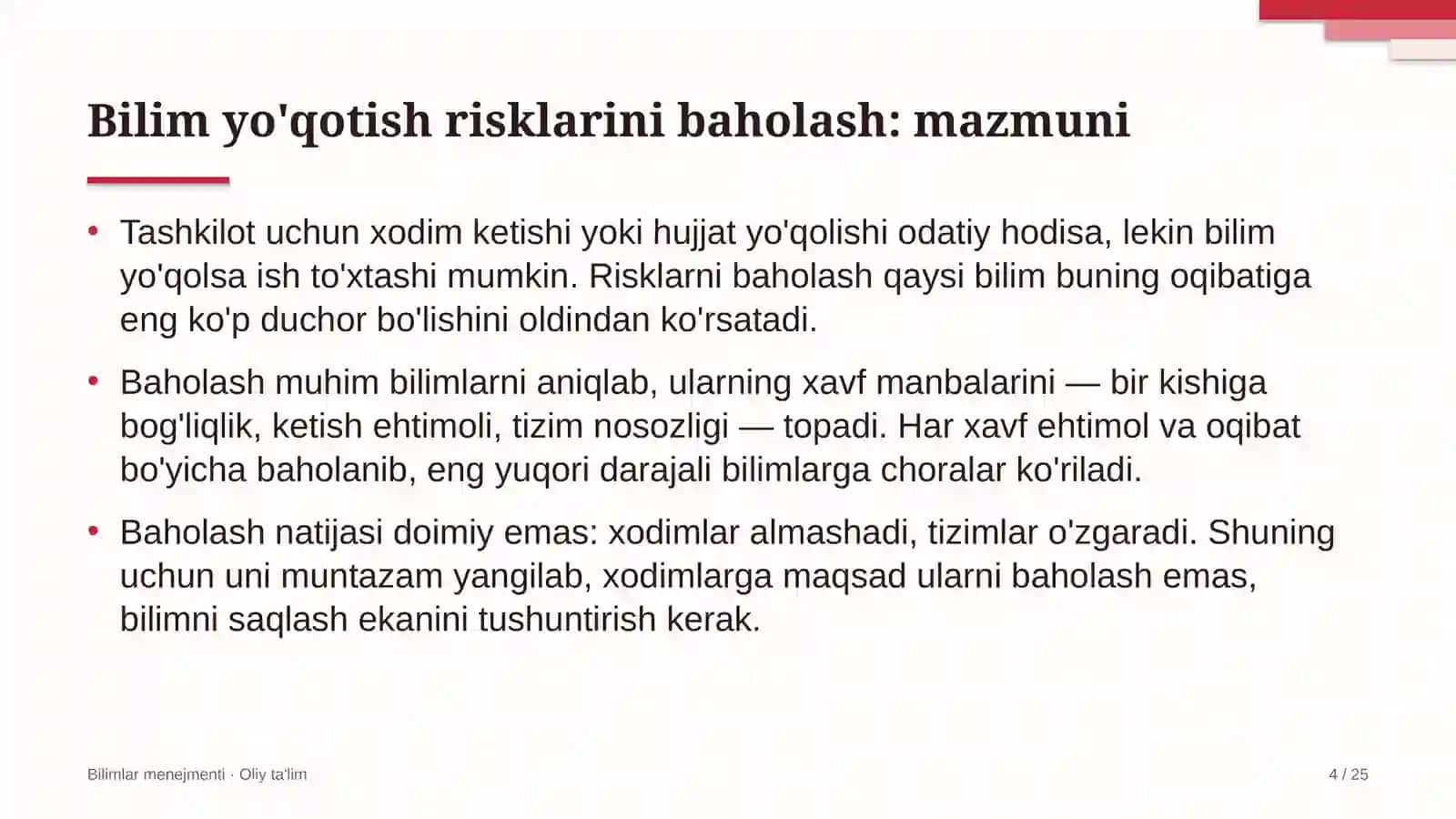 Dori vositalari ulgurji savdosida bilim yo'qotish risklarini baholash 4