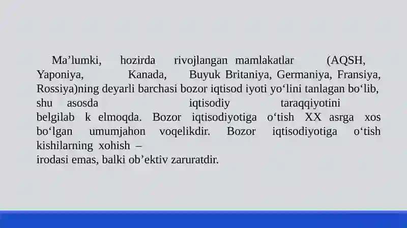 O'zbekiston Respublikasi Bozor Munosabatlarining Shakllanishi 4