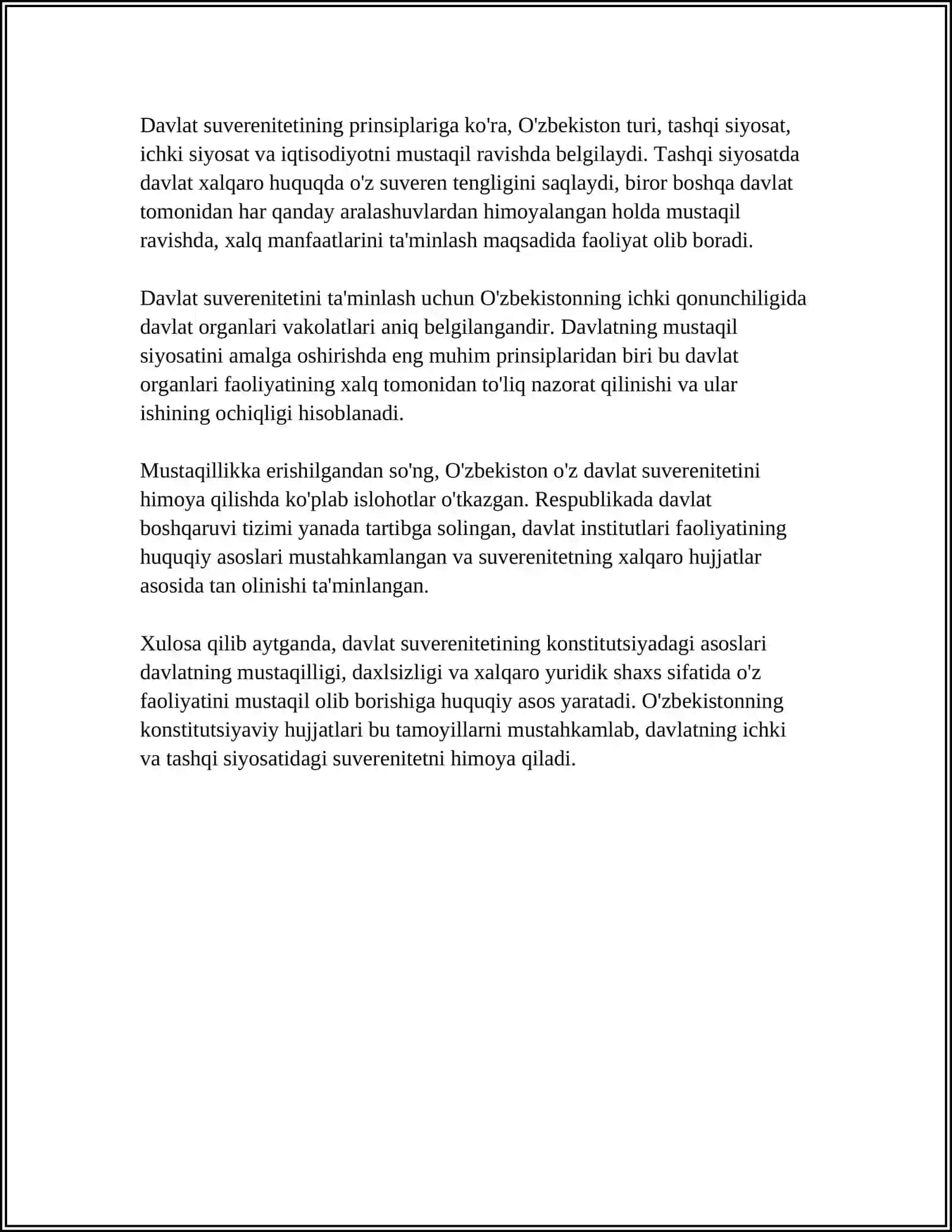 KONSTITUTSIYADA DAVLAT SUVERENITETI, XALQ HOKIMIYATCHILIGI, KONSTITUTSIYA VA QONUNNING USTUNLIGIGA OID MEʼYORLAR 4