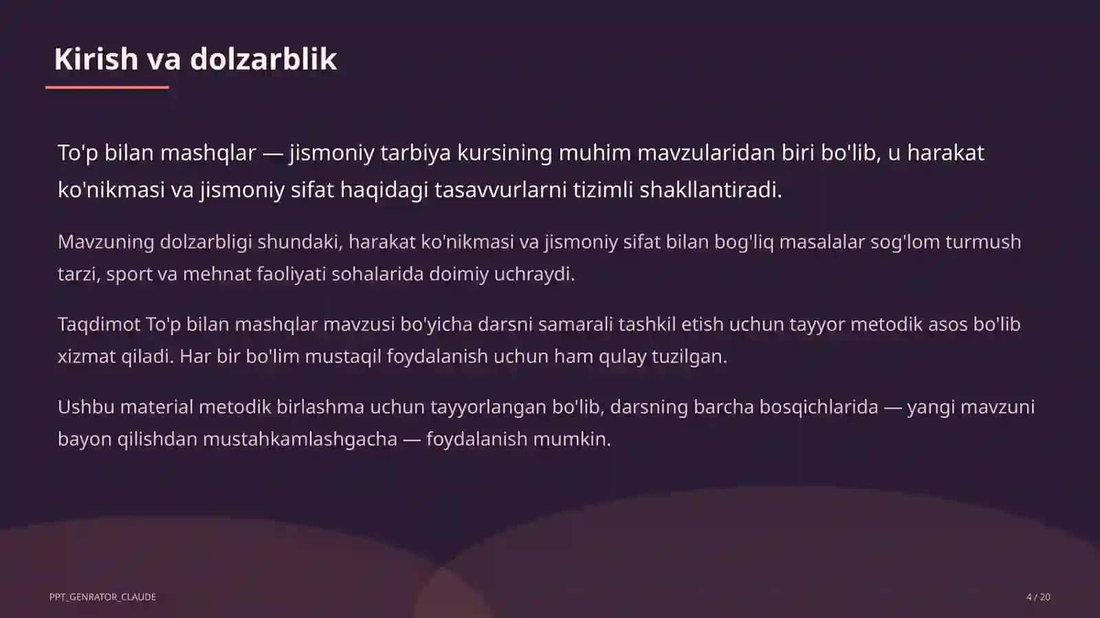 To'p bilan mashqlar (2-sinf) 4