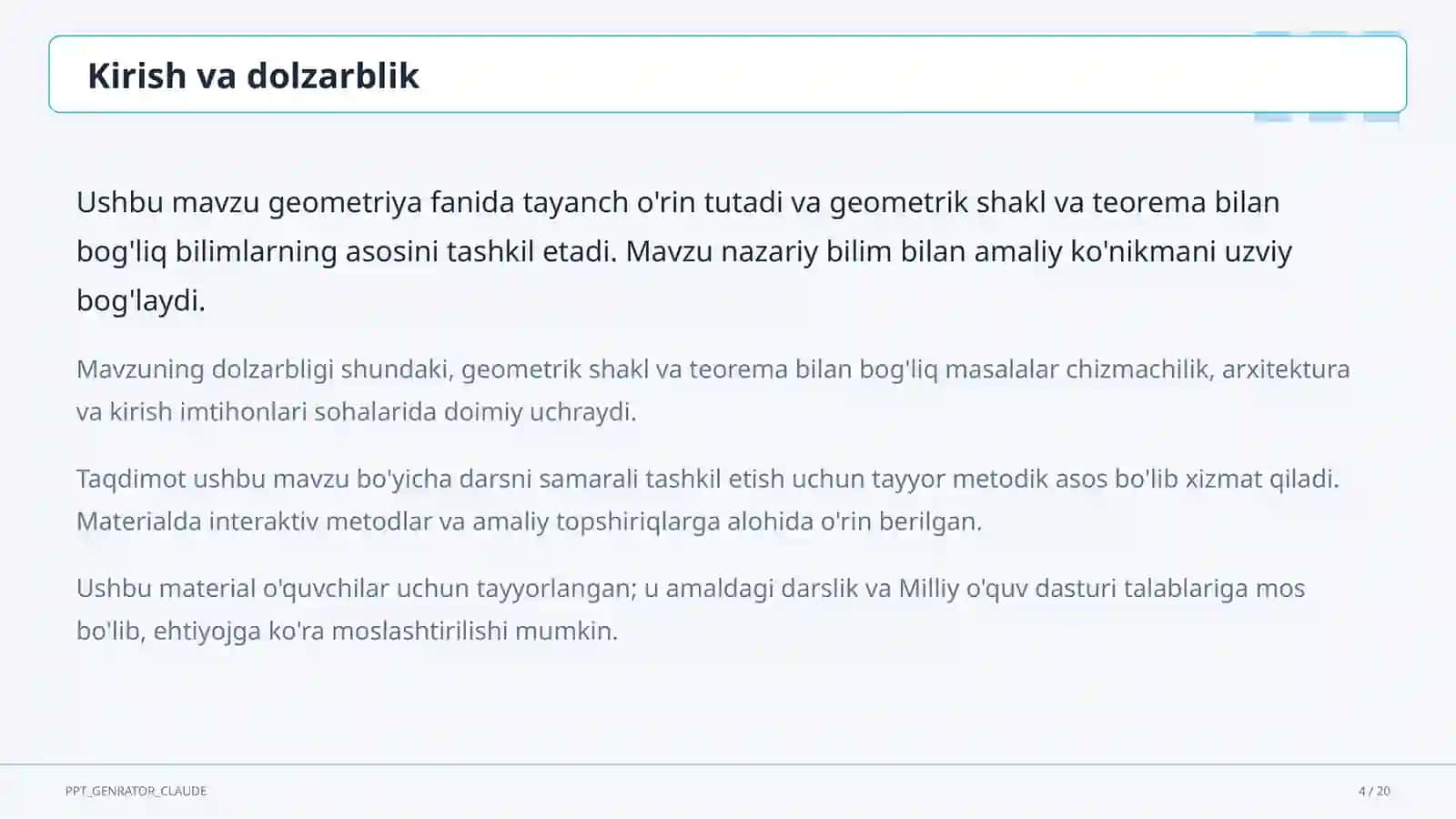 Harakatlar: simmetriya, burish, parallel ko'chirish (9-sinf) 4