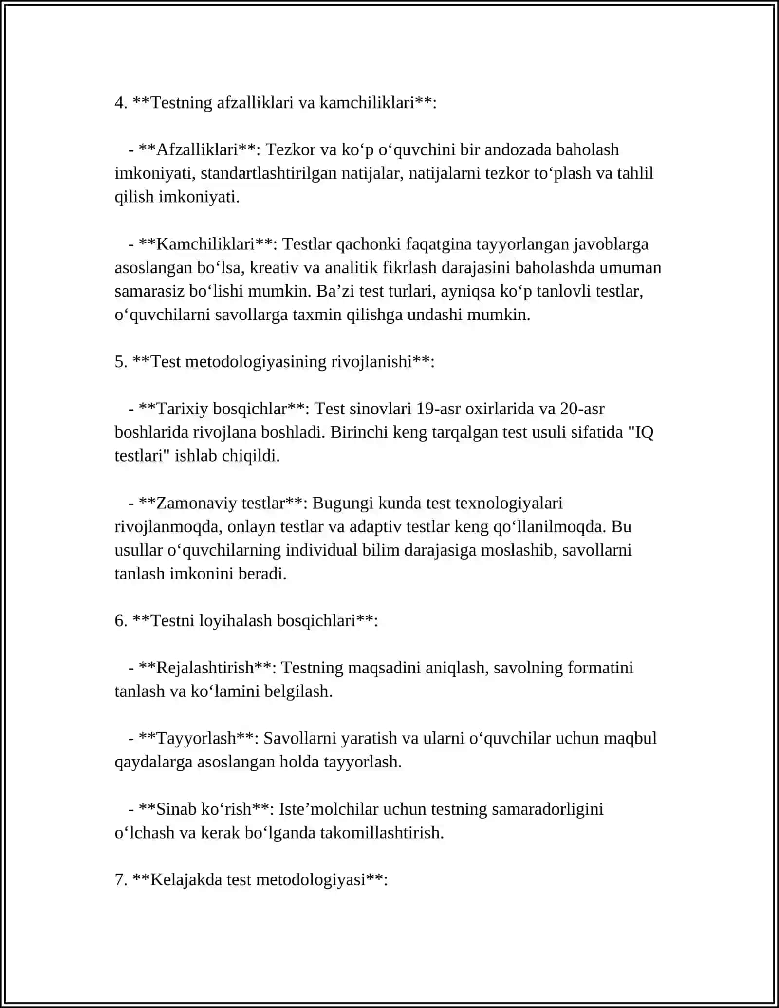 TEST METODIKALAR KLASSIFAKATSIYASI. PSIXODIAGNOSTIKADA QOBILYATLAR TADQIQOT PRETMETI SIFATIDA 4