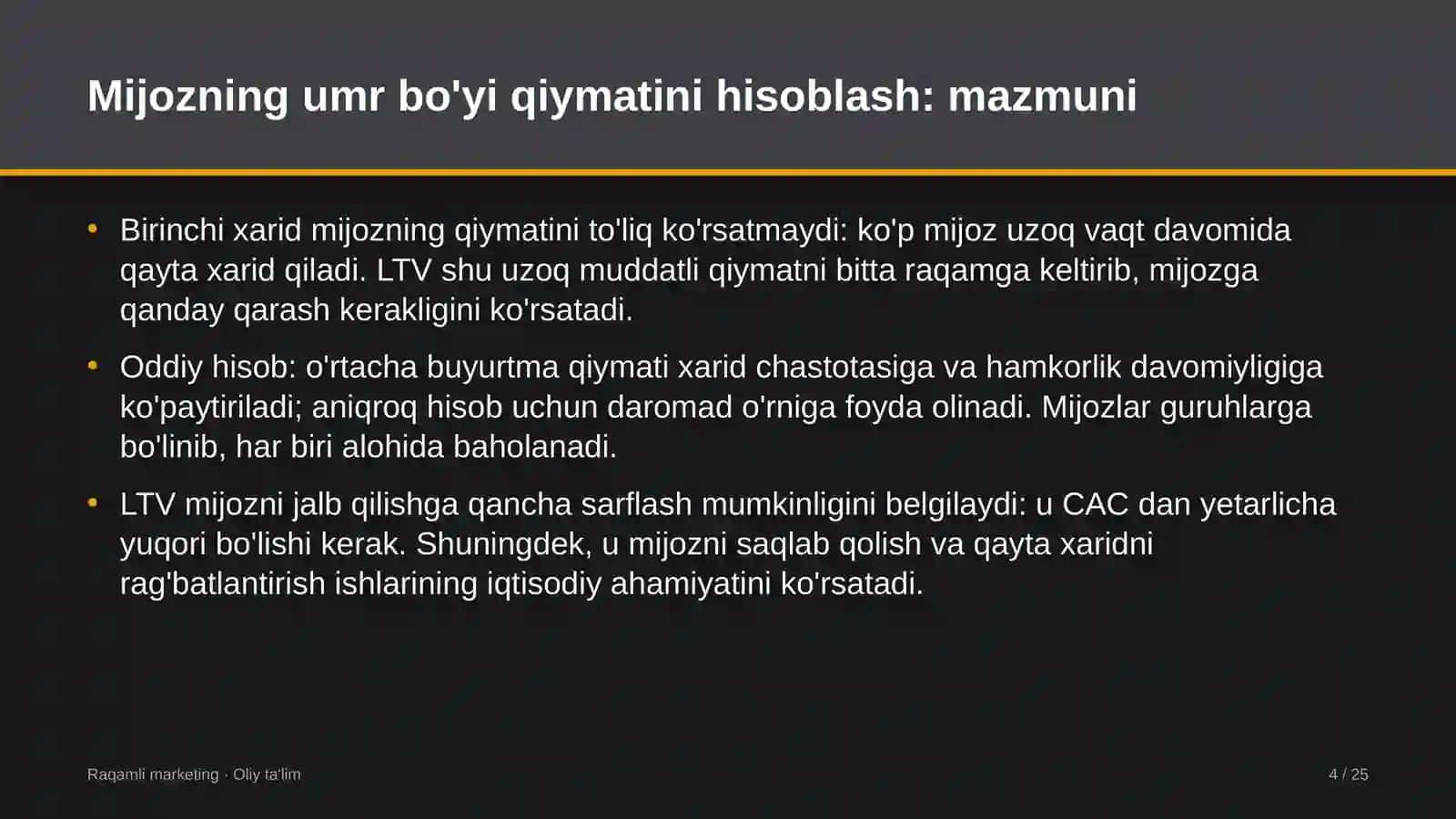 sport jurnalistikasida mijozning umr bo'yi qiymatini hisoblash 7940 4
