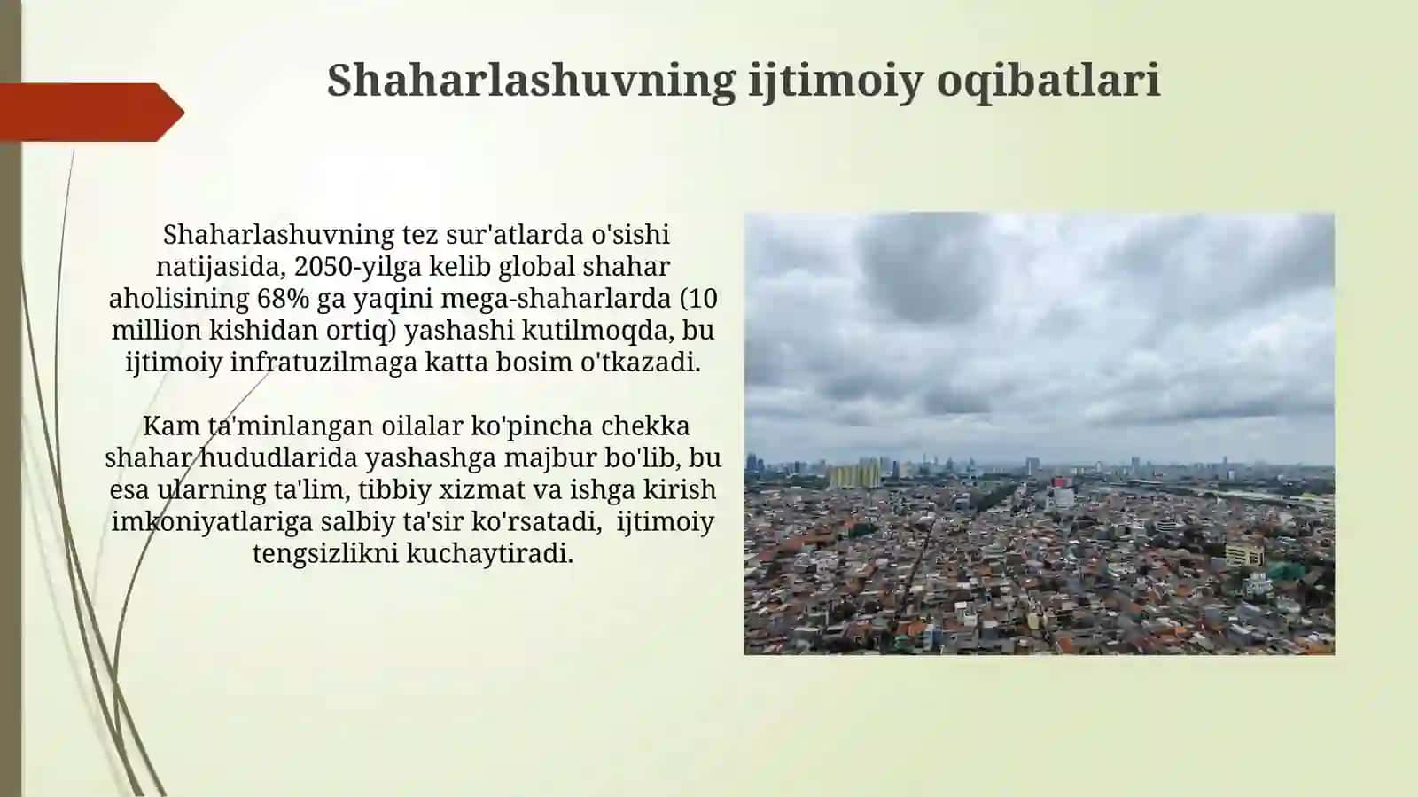 Jahon urbanizatsiyasi va uning mintaqaviy xususiyatlari 4