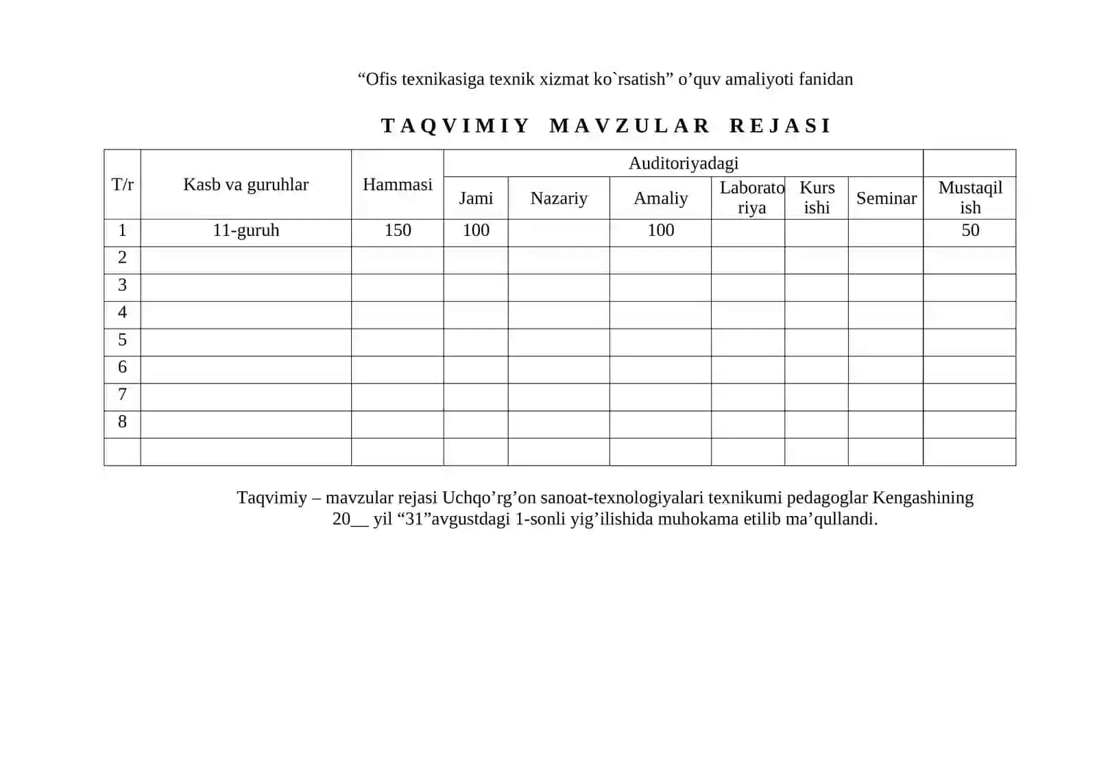 “OFIS TEXNIKASIGA TEXNIK XIZMAT KO`RSATISH O`QUV AMALIYOTI” FANIDAN O` Q I T I S H  M A T E R I A L L A R I 4