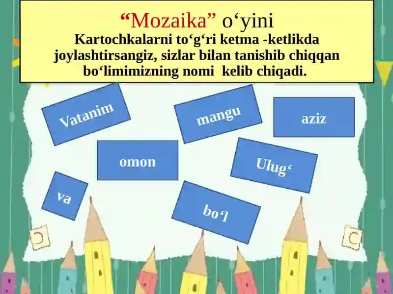 "Mavzu: Bo‘lim yuzasidan takrorlash" 4